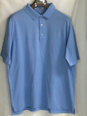 Carnoustie Men's Short Sleeves w/ Collar Pinstripe Polo Shirt - Sky Blue - XL